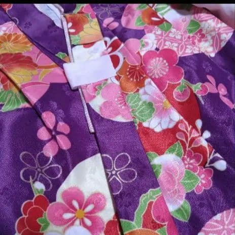 美品★3歳★白い被布＆紫花着物＆白草履小物