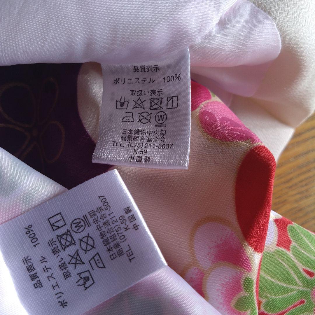 美品★3歳★白い被布＆紫花着物＆白草履小物