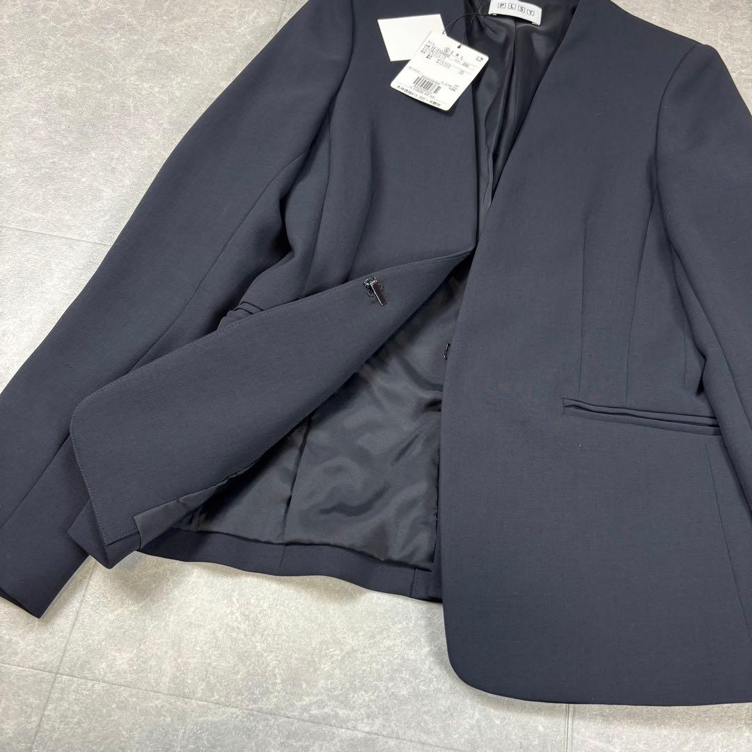【新品タグ付き】PLST パンツスーツ セットアップ ノーカラー ブラック 黒