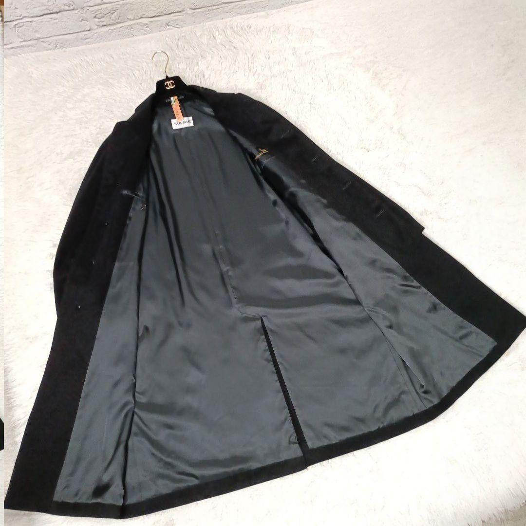 美品■VARIE カシミヤ100% ステンカラーコート ブラック ピュアカシミヤ