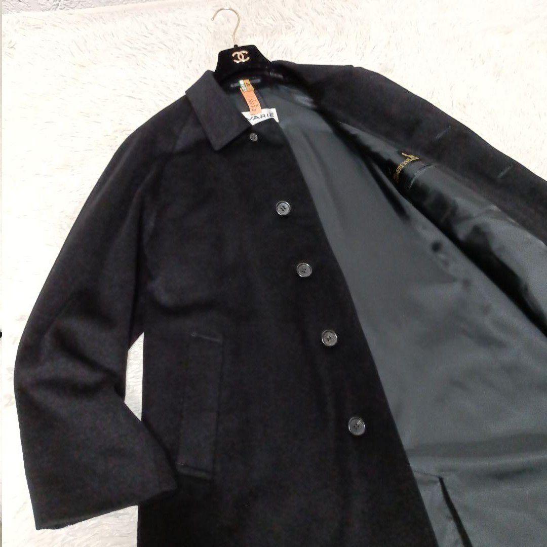 美品■VARIE カシミヤ100% ステンカラーコート ブラック ピュアカシミヤ