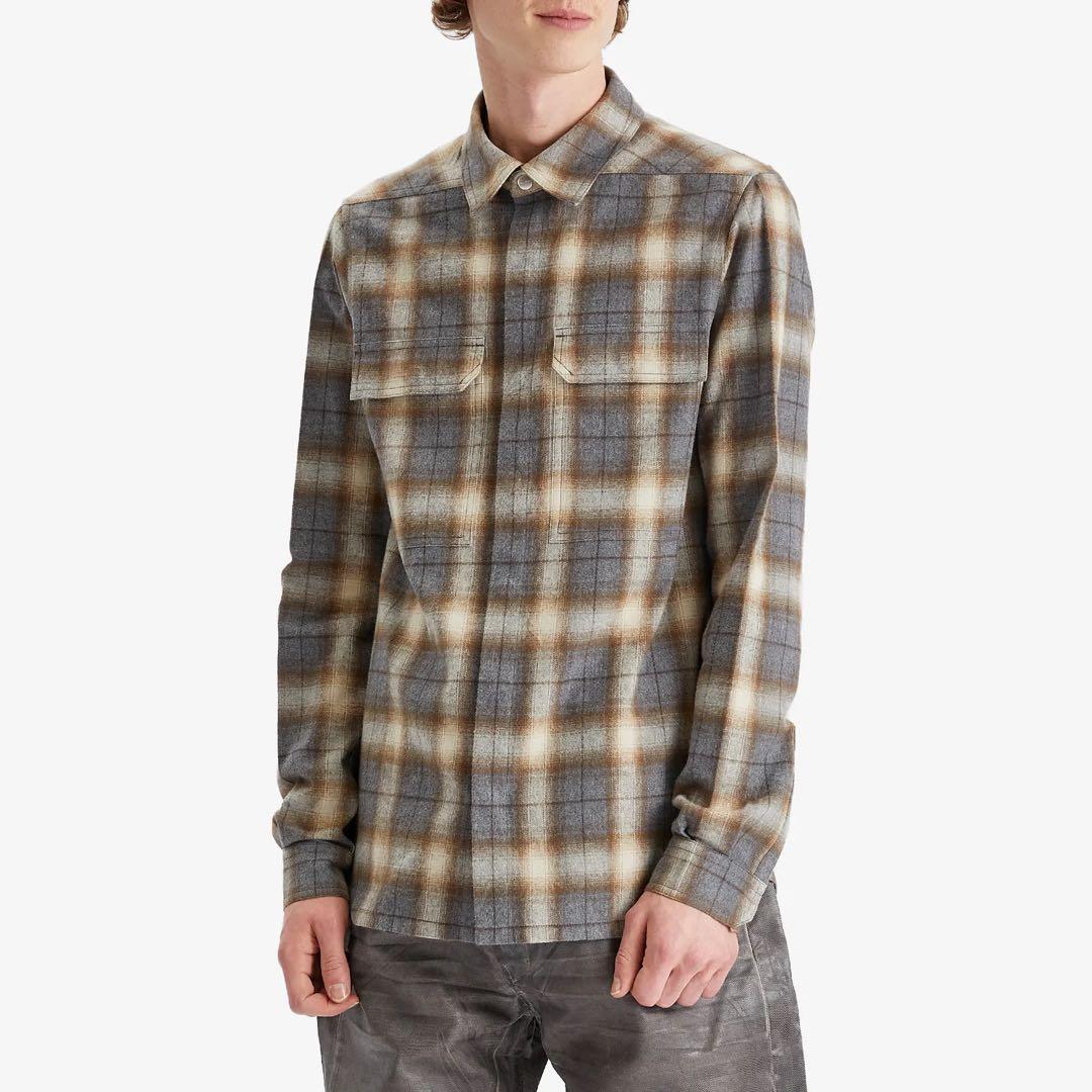 新品 RICK OWENS 25SS OUTERSHIRT GREY PLAID