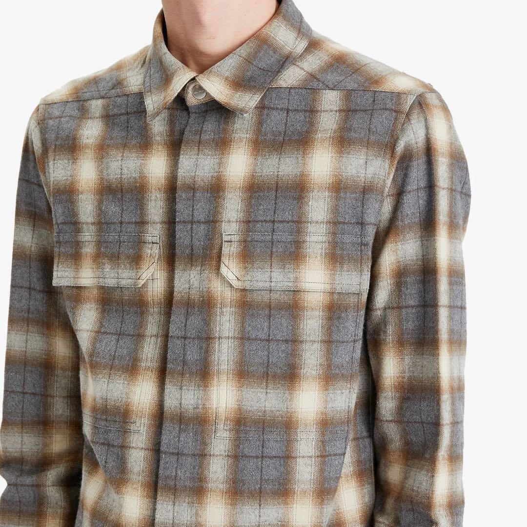 新品 RICK OWENS 25SS OUTERSHIRT GREY PLAID