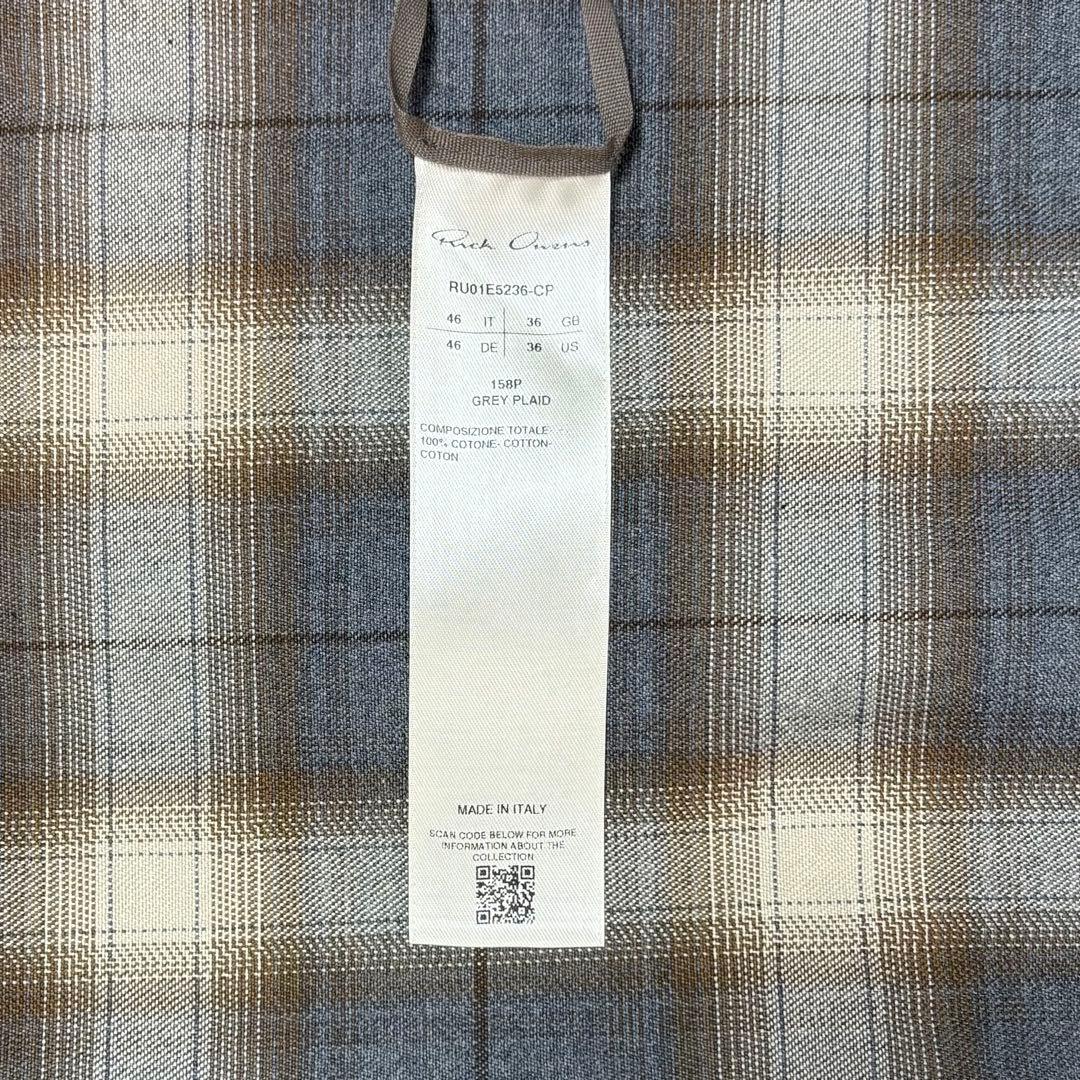 新品 RICK OWENS 25SS OUTERSHIRT GREY PLAID