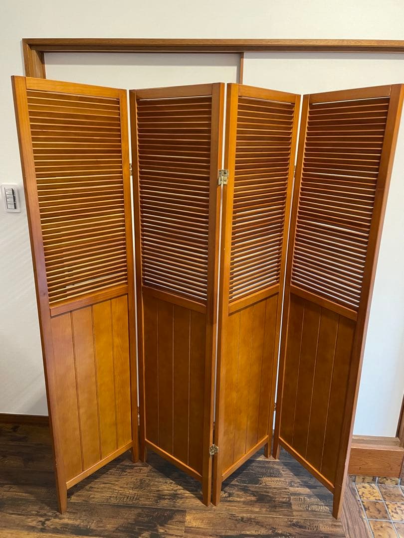 天然木スクリーン(パーテーション/衝立) 3連と4連 ペア高さ160cm 木製