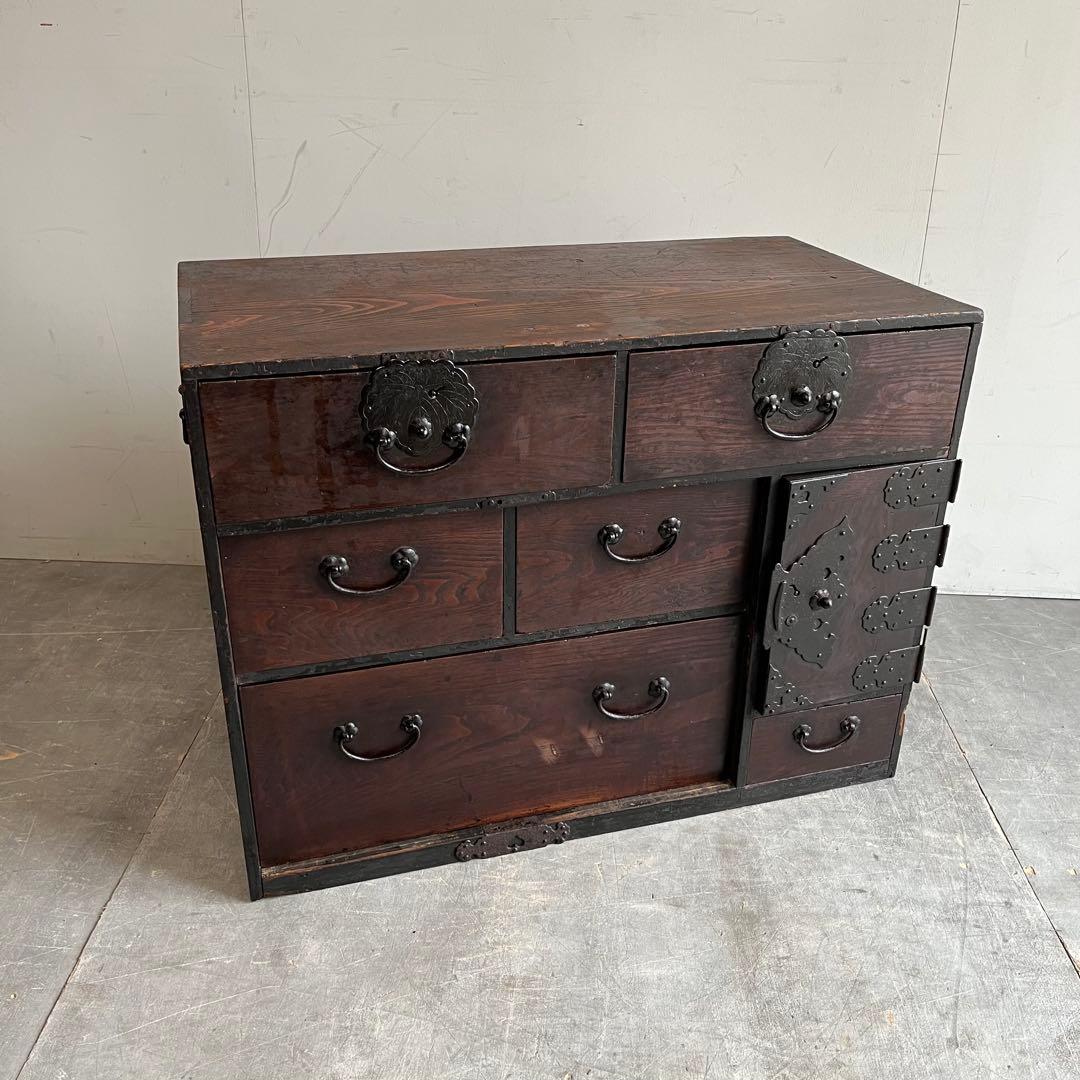 アンティーク 時代箪笥 シェルフ キャビネット テレビ台 無垢材 レトロ