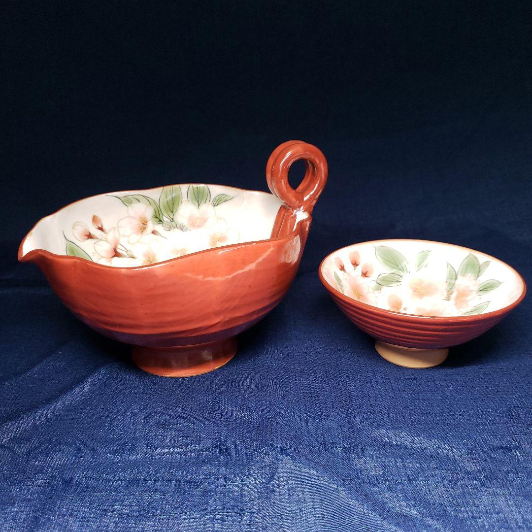 陶あん　京焼　桜　色絵付け　器