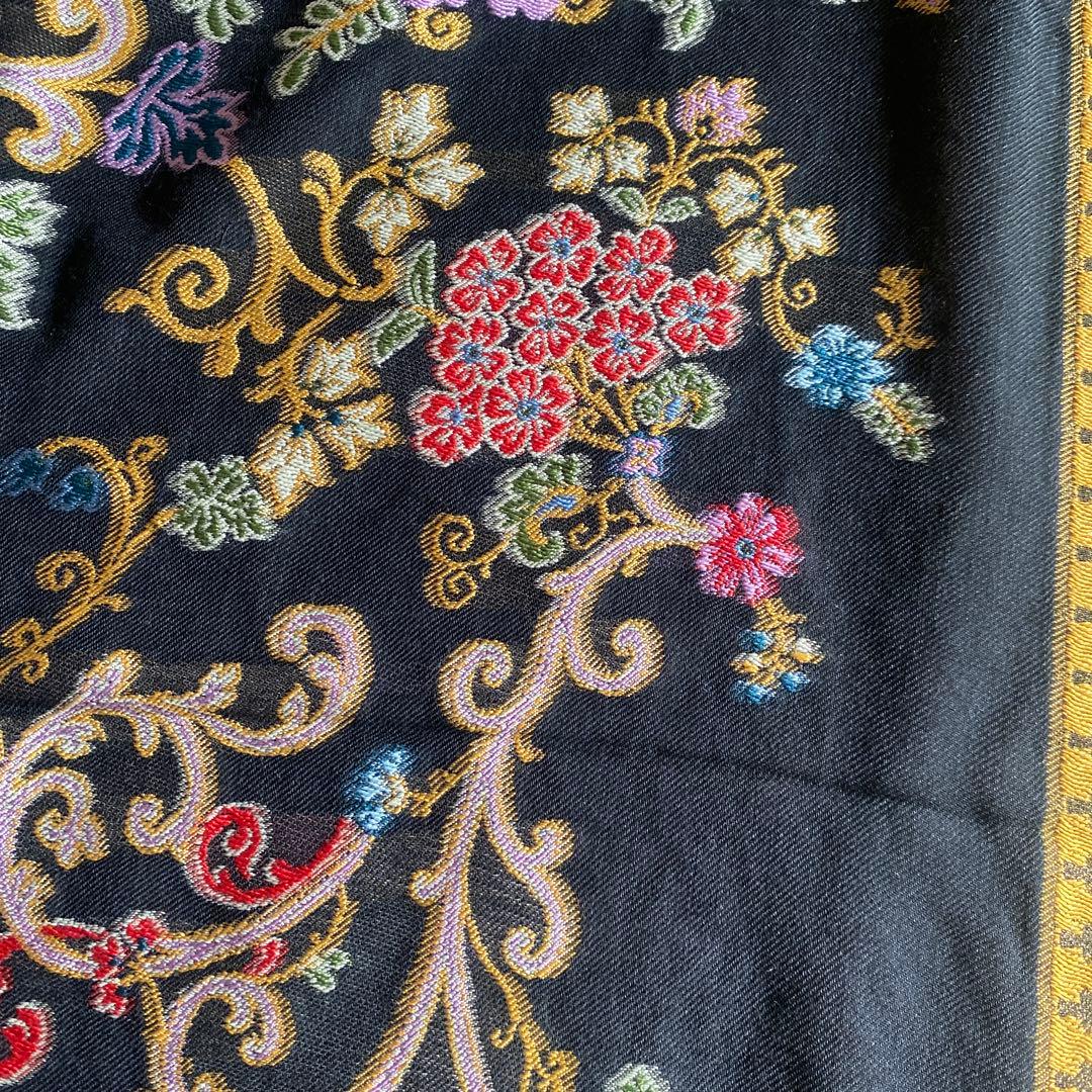 ETRO エトロ 刺繍入り 大判 ストール 花モチーフ イタリア製