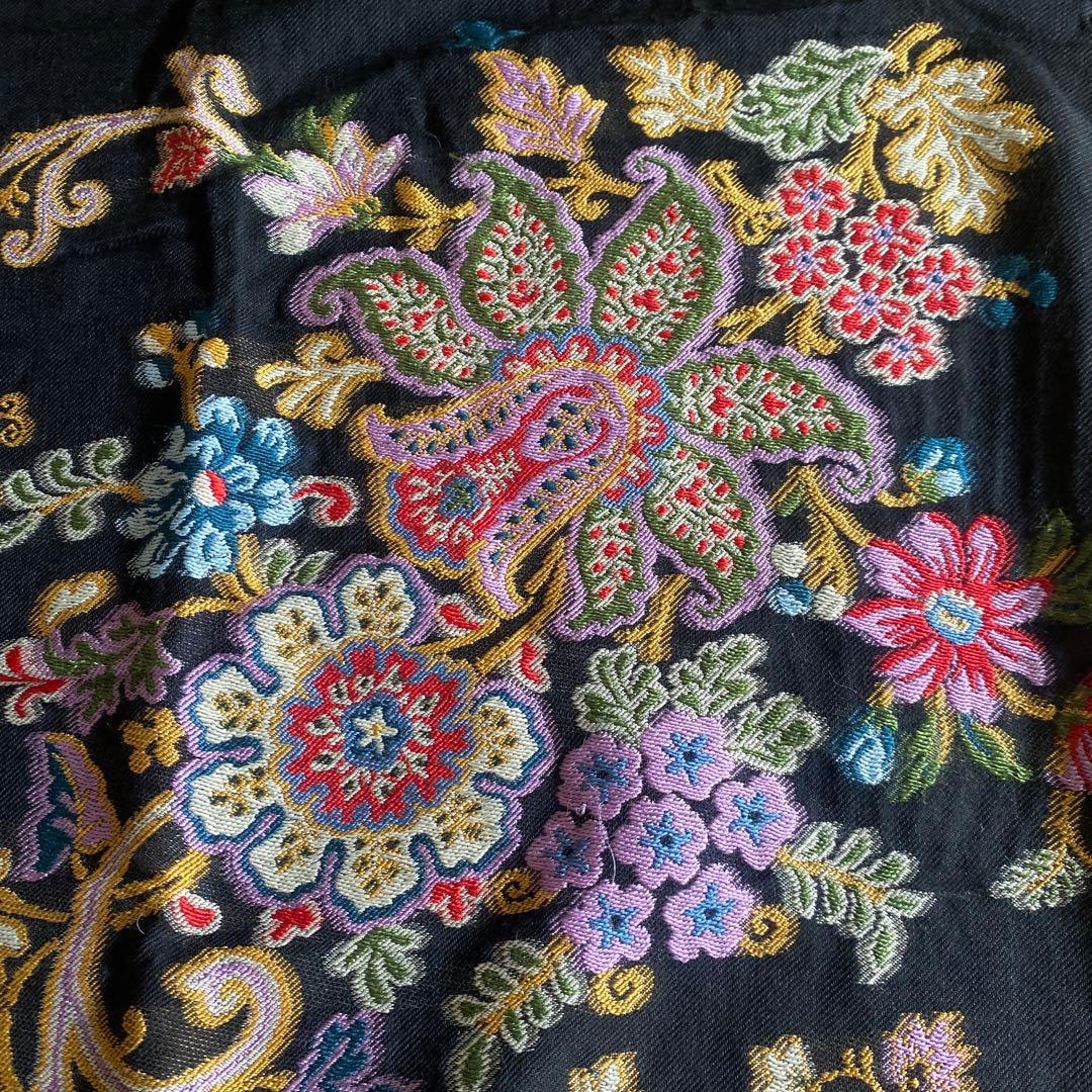 ETRO エトロ 刺繍入り 大判 ストール 花モチーフ イタリア製