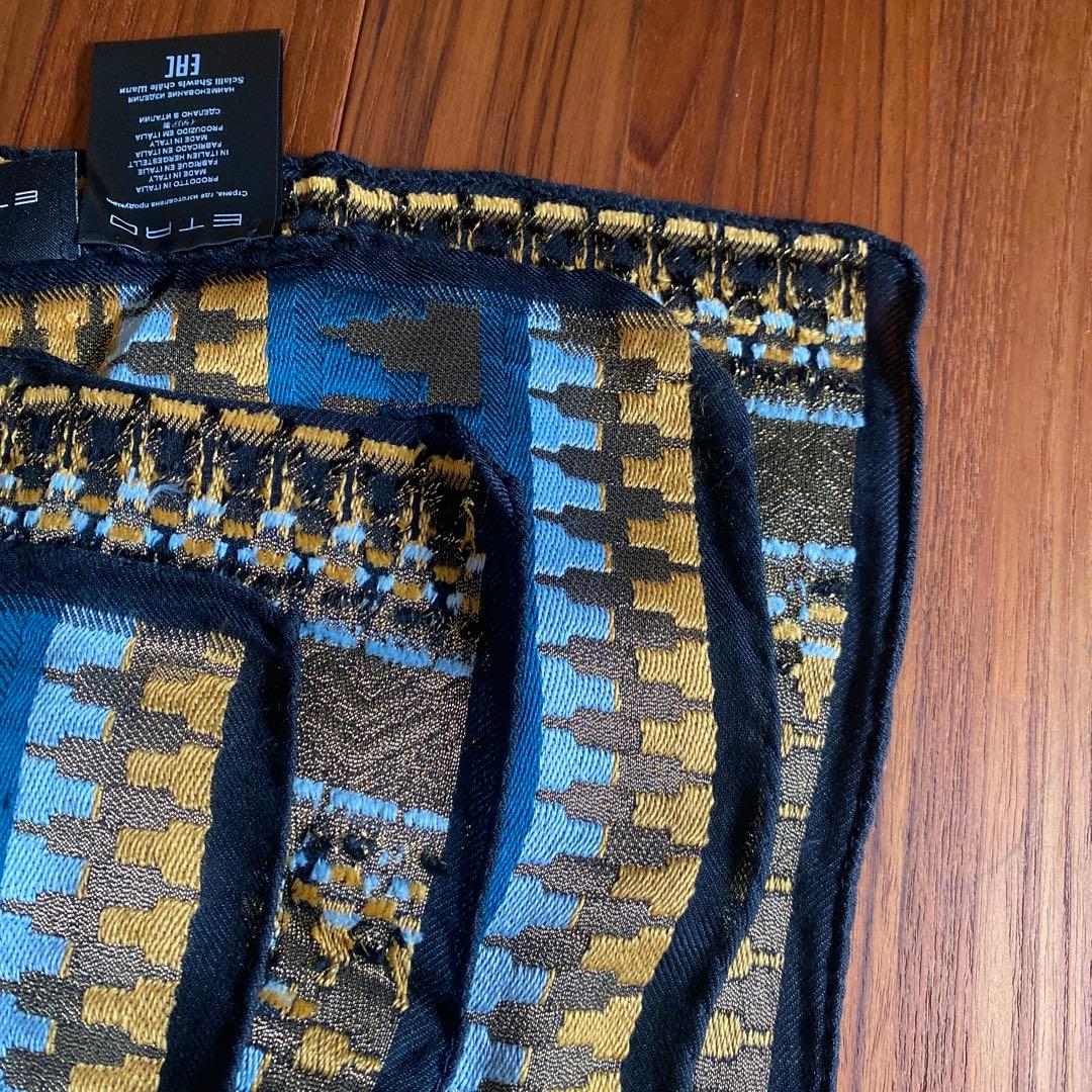 ETRO エトロ 刺繍入り 大判 ストール 花モチーフ イタリア製