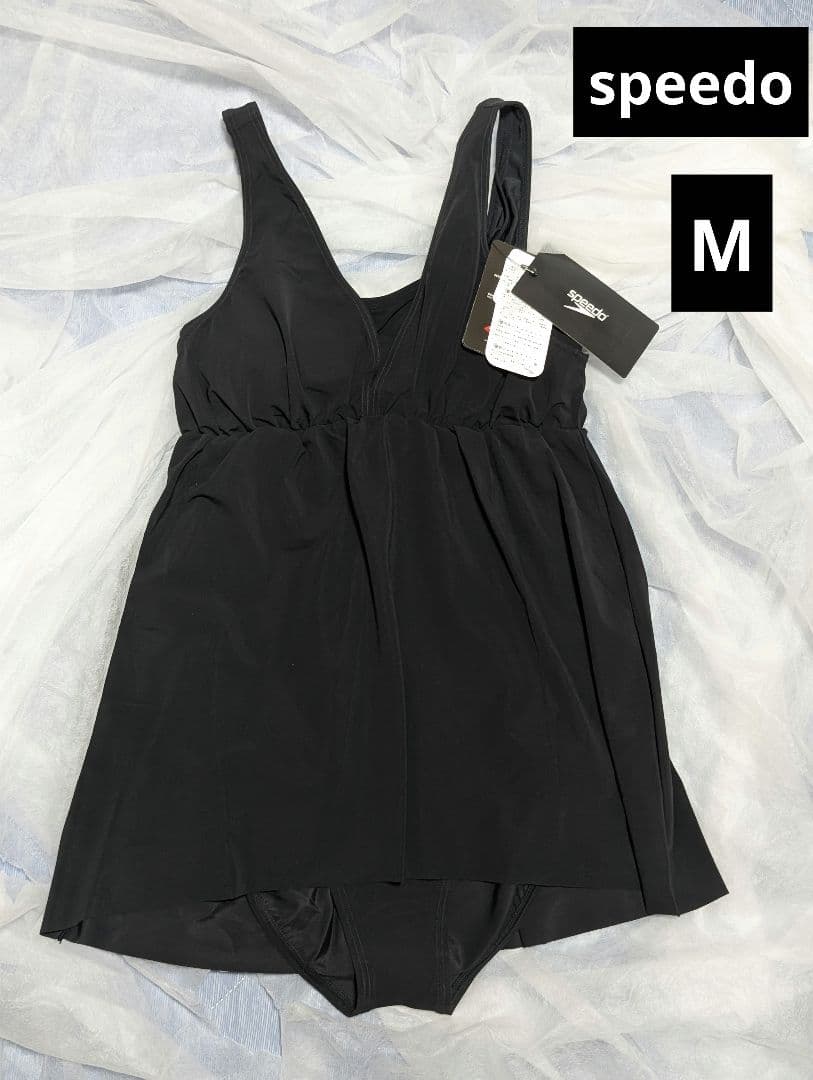 新品タグ付き■speedo■ リファインドぺプラムスーツ ライトブラック 水着