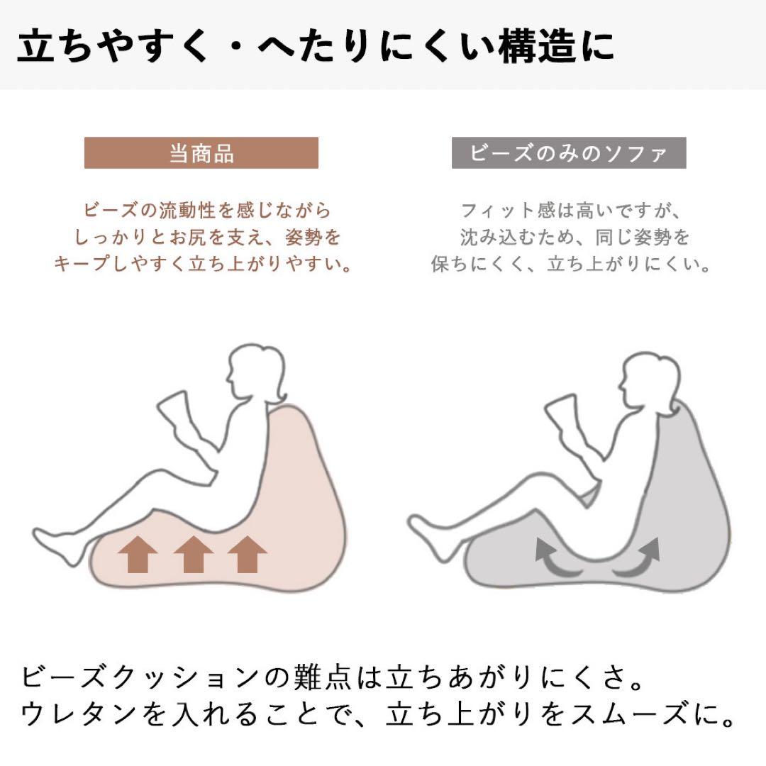 A 新品 ビーズソファ ブルー オットマン セット ビーズクッション 1人掛け