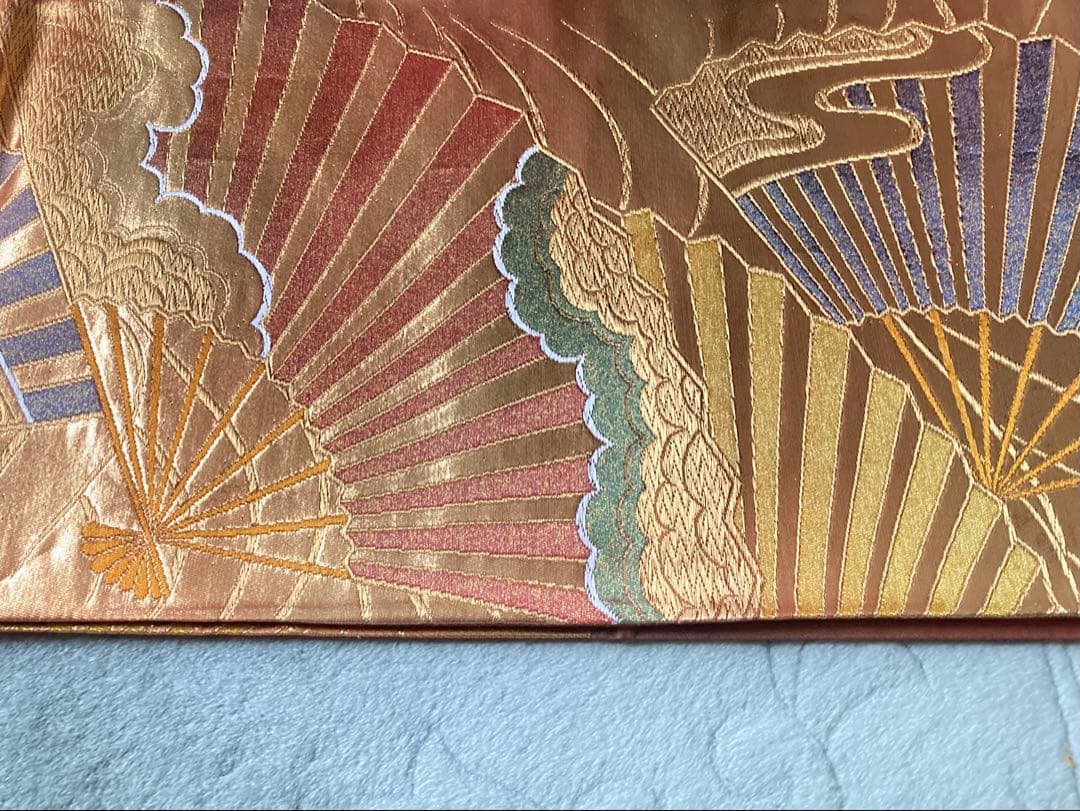 m*9様 美しい　振袖　着物　赤　鳳凰　絞り　15枚目の帯、緑帯締め帯揚げ、襟、