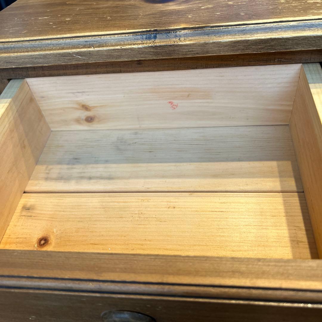 カントリー家具　ローテーブル　キャビネット　引き出し　オープン収納