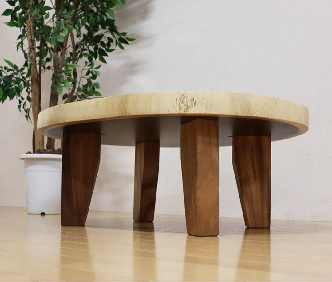 モンキーポッド　輪切り一枚板ローテーブル ウレタン塗装