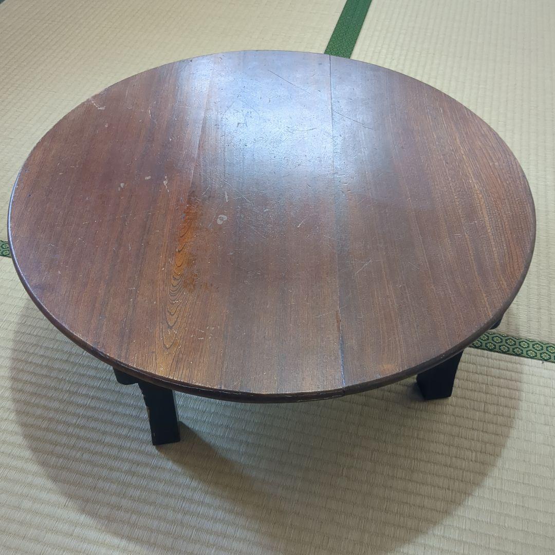 昭和レトロ ちゃぶ台 木製 円形座卓 約64cm
