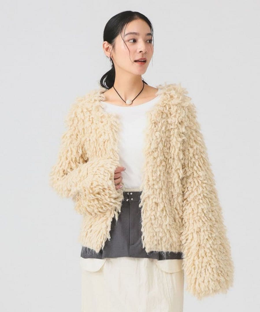 Ray BEAMS ミックス ループ編み ニット ジャケット