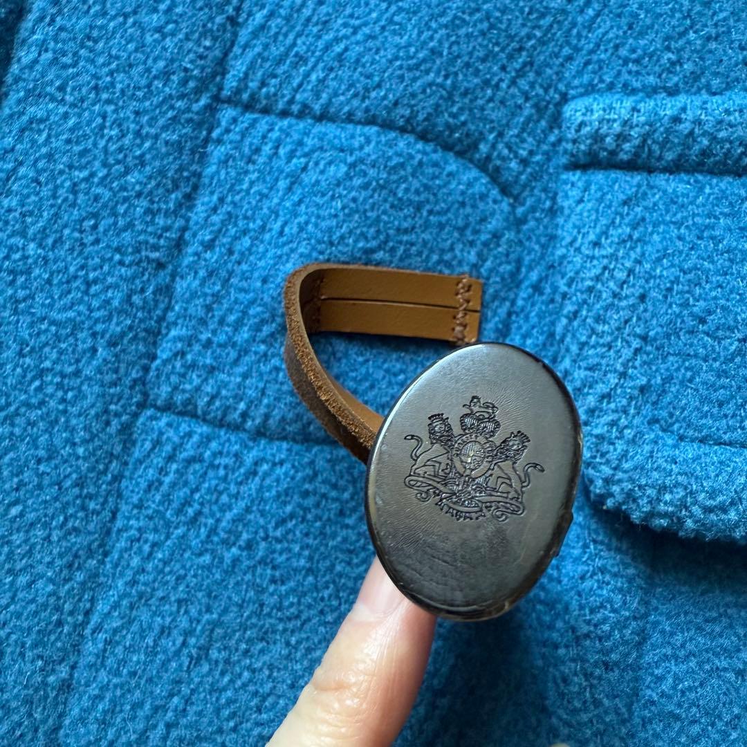 美品 OLD ENGLAND ヘリンボーン生地ダッフルコート ブルー