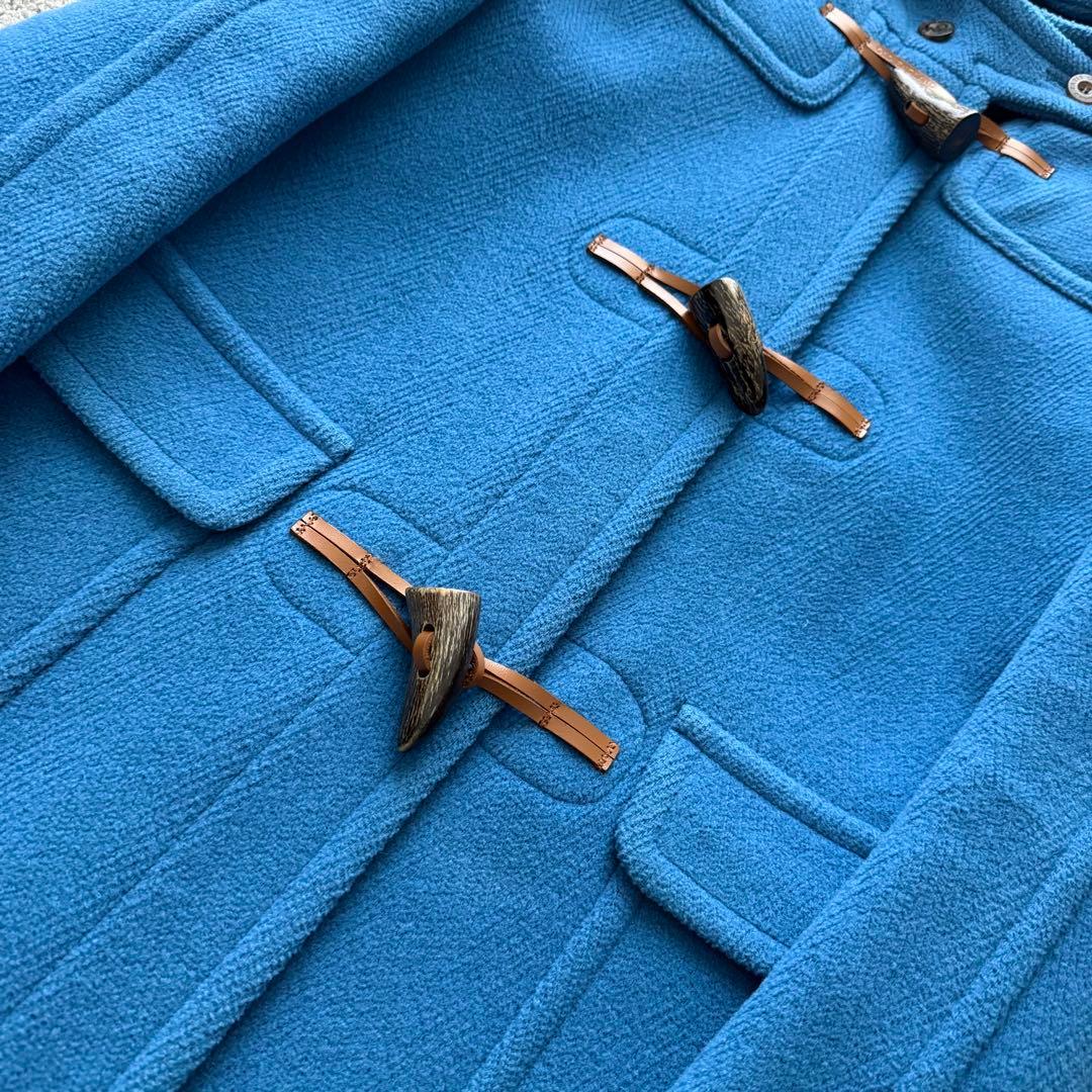 美品 OLD ENGLAND ヘリンボーン生地ダッフルコート ブルー