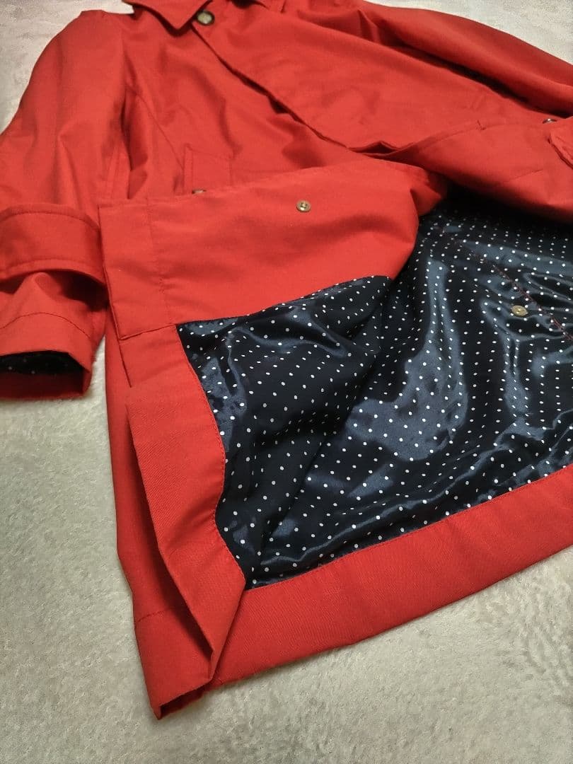 美品　ノースフェイス　パープルレーベル　ステンカラーコート　赤　ドット柄