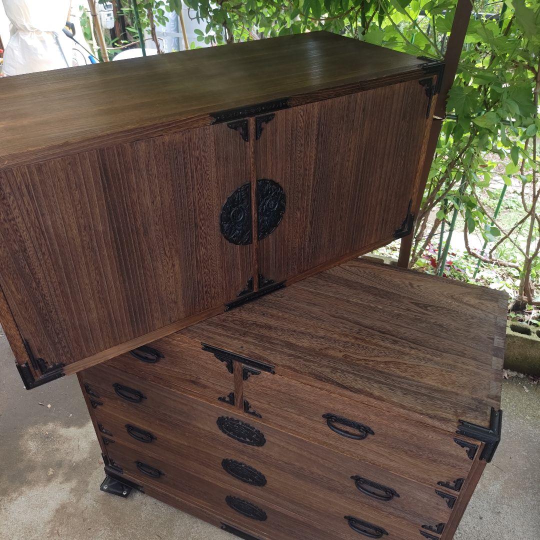 昭和レトロ　総桐箪笥 飾り金具　着物箪笥&和箪笥 　2段重ねセット　送料込