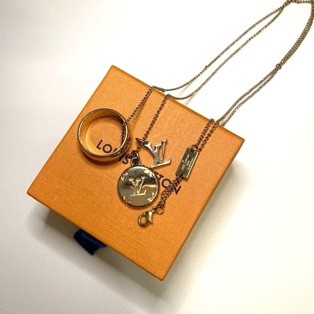 新春値下げ3日間限定価格！ LV ネックレス　モノグラム　ゴールド系リング18号