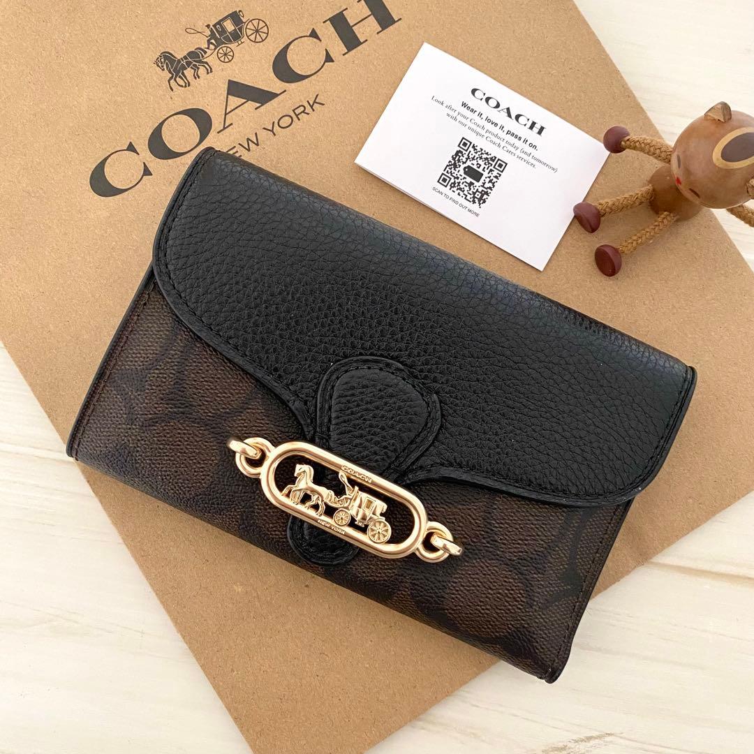 新品　COACH　コーチ 折り財布　ブラック 三つ折り財布