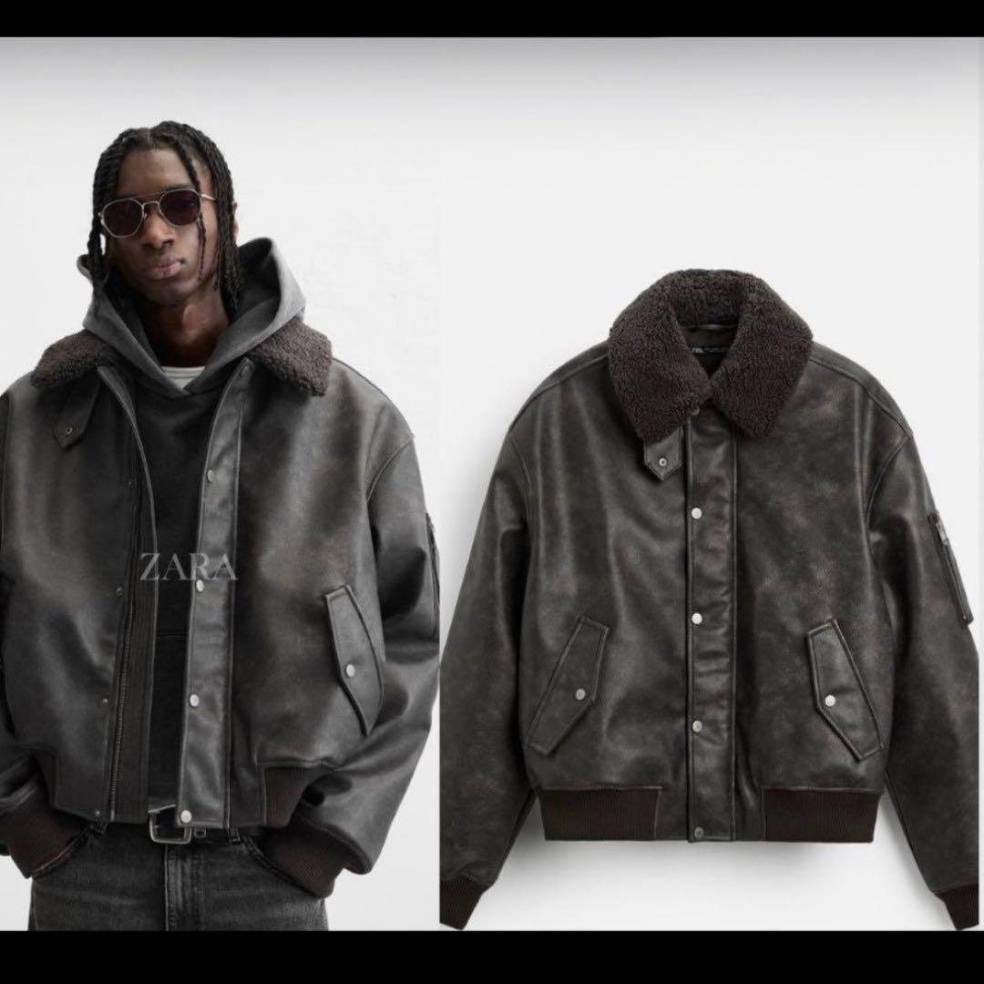 ZARA フェイクレザー　ブルゾン