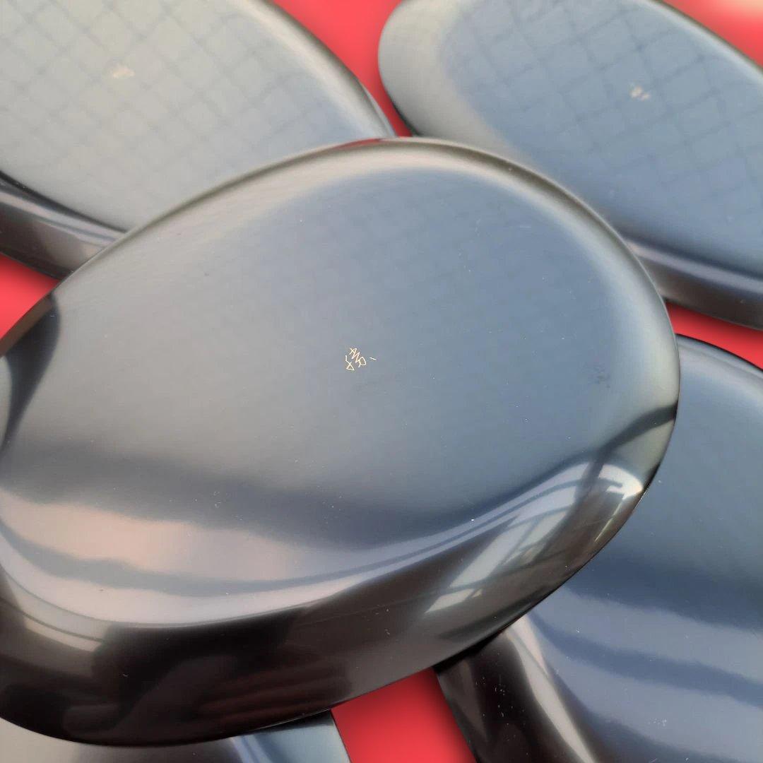 【輪島塗　卵形\"銘々皿×5客】布着本堅地　沈金師/福久勝利作　未使用品