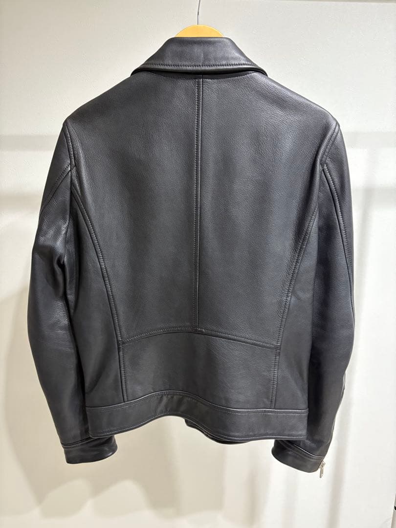 【処分セール】PAUL SMITH ブラック レザーダブルライダースジャケット