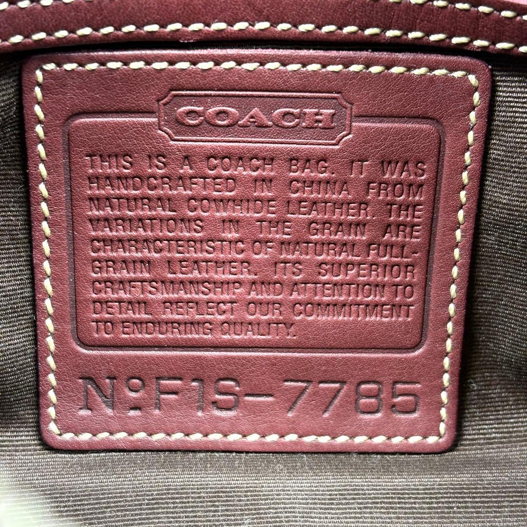 COACH コーチ アクセサリーポーチ ハンドバッグ レザー ワインレッド