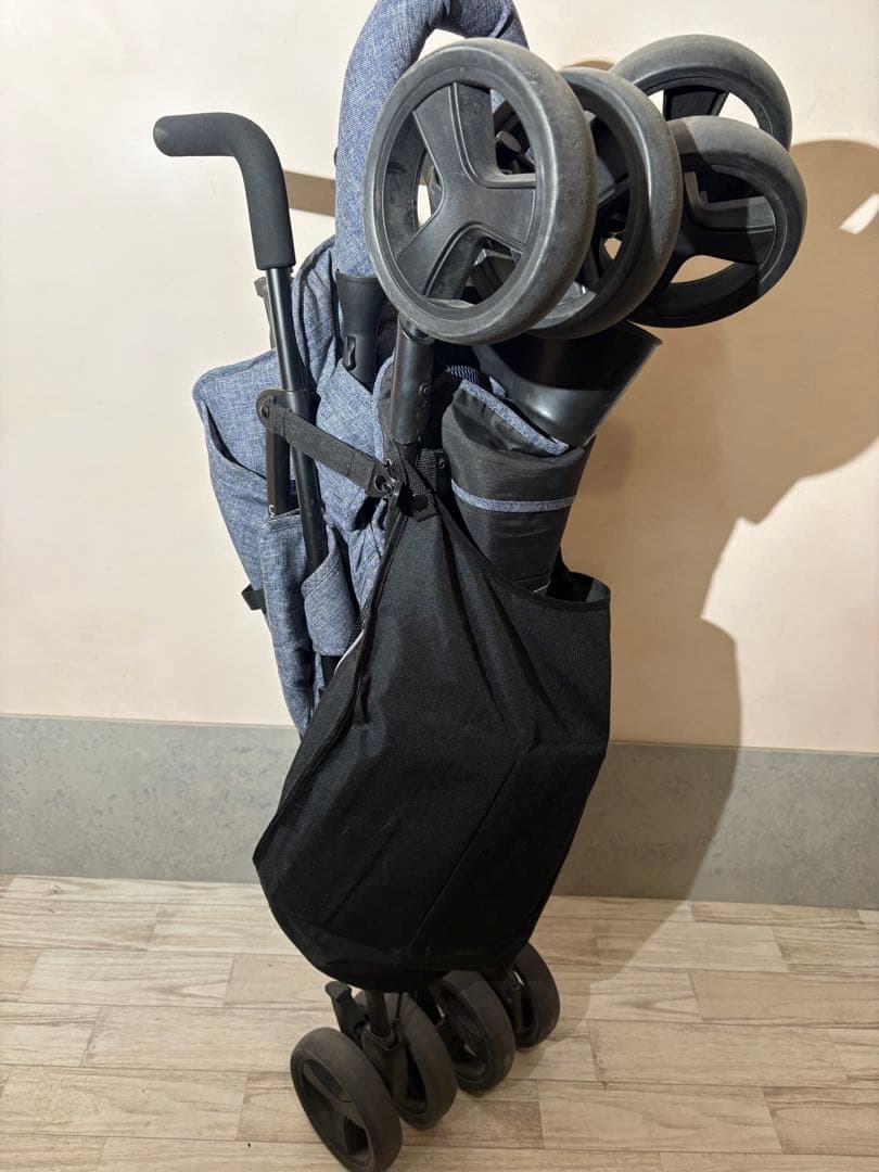 二人乗りベビーカー グレー　kiderwagon