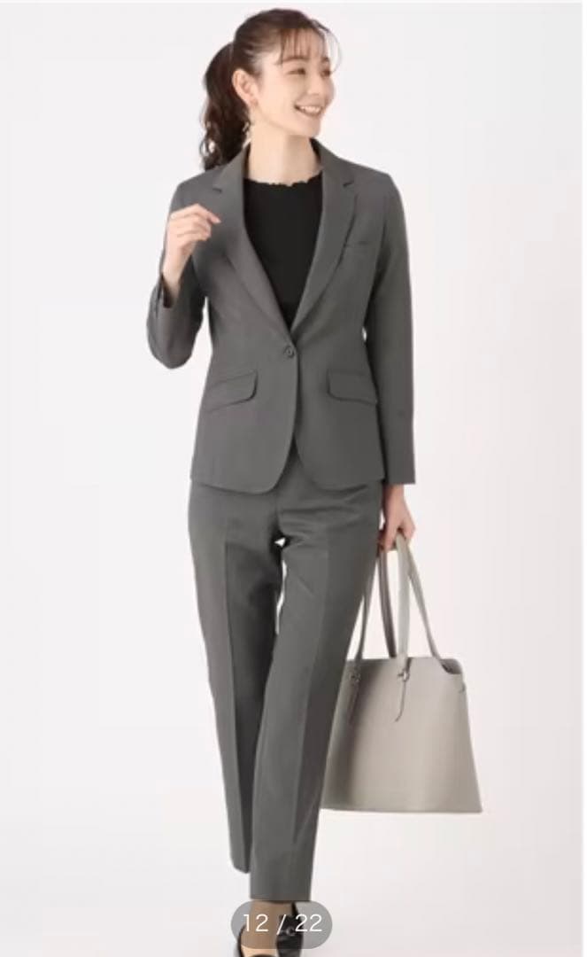 HILTON 1ボタンテーラードジャケット&テーパードパンツ 15号グレー