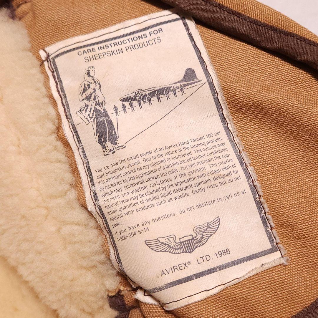 80s USA製 AVIREX TYPE B-3 B3 極厚 リアルムートンジ
