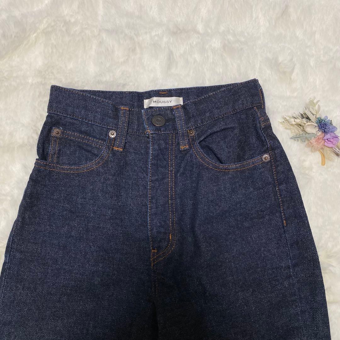 【美品】moussy マウジーMVS FLARE フレアデニム 23 濃紺