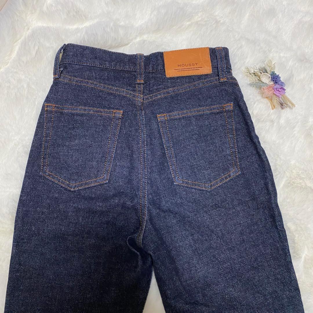 【美品】moussy マウジーMVS FLARE フレアデニム 23 濃紺