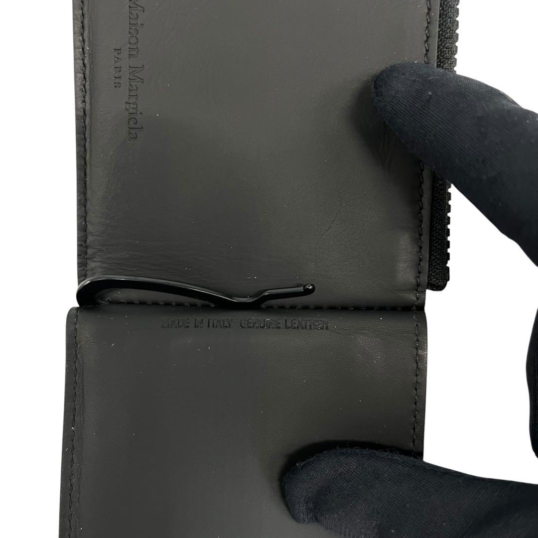 極美✨メゾンマルジェラ マネークリップ 札入れ 4ステッチ レザー ブラック