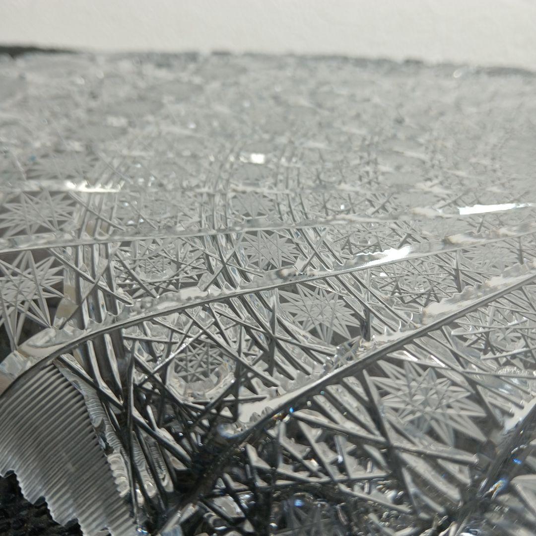 ボヘミアクリスタル 500PKカット オーバルプレート 大皿 ハンドカット