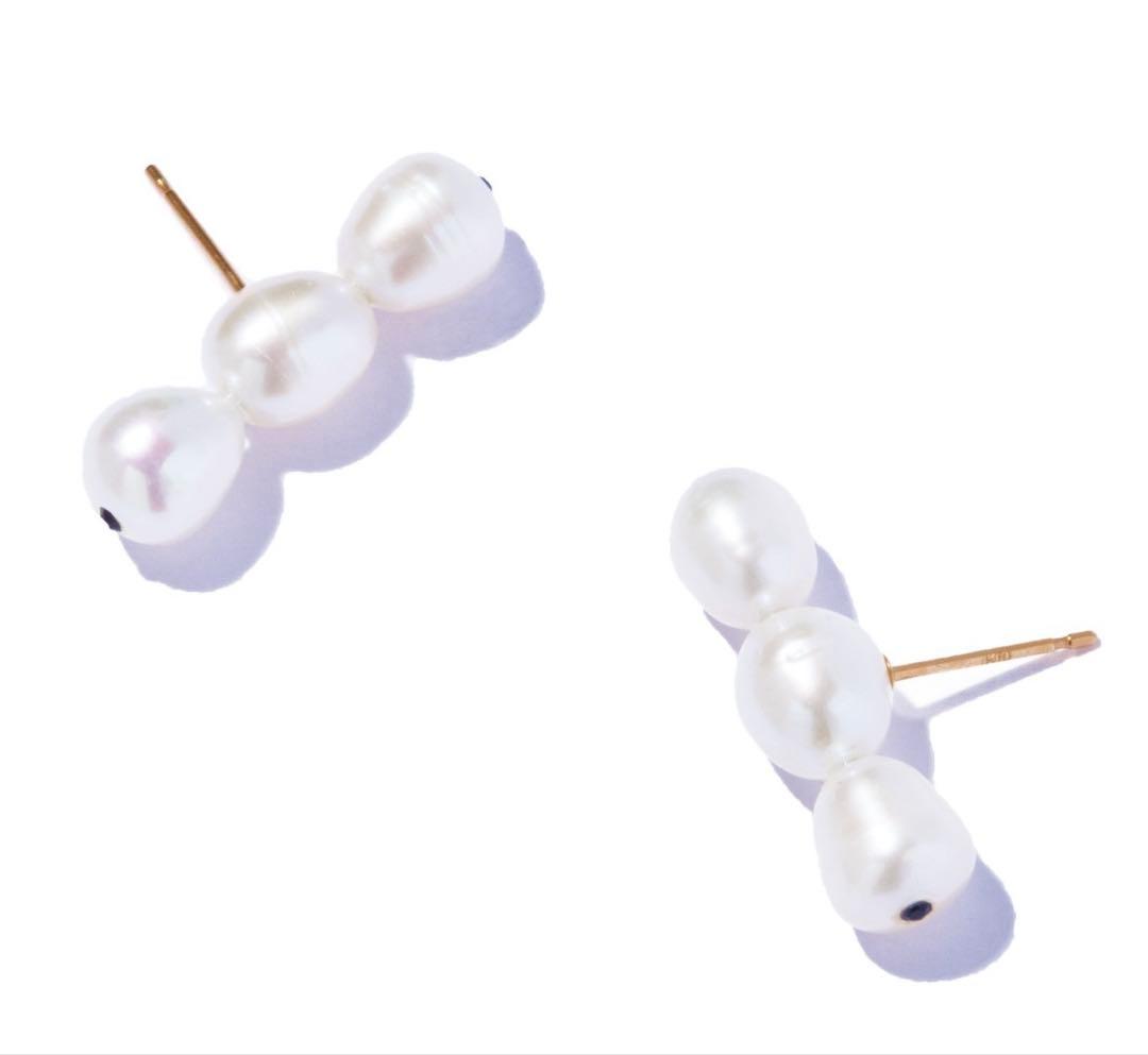les bonbon パール スタッドピアス 淡水パール 10金