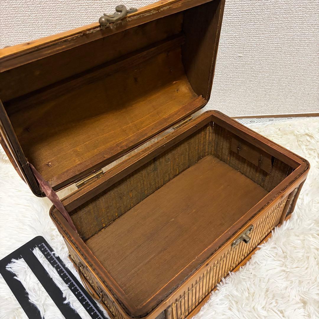 2個セット 宝箱 ラタン 収納箱 アンティーク 昭和レトロ ボックス 茶色 籐