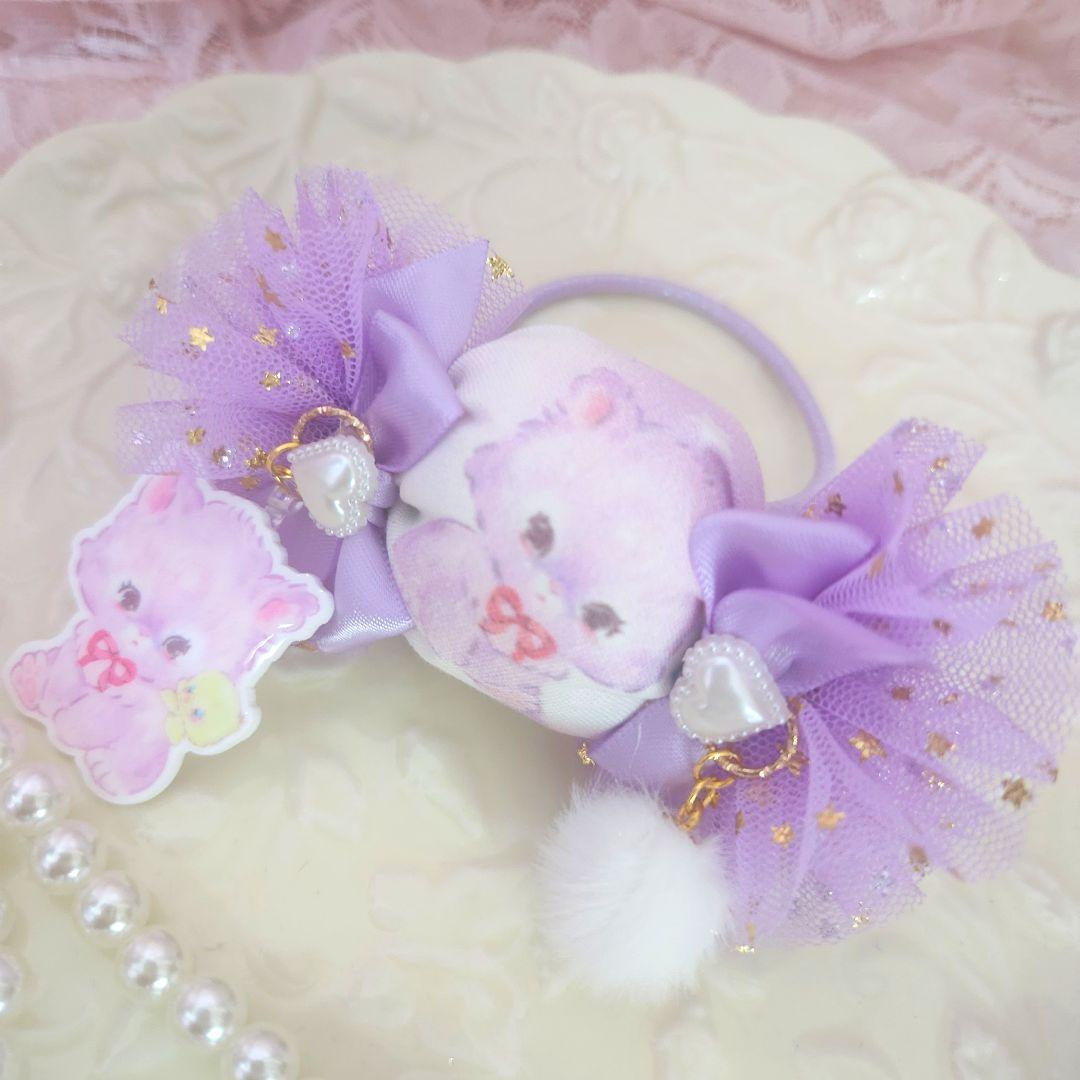 ハンドメイド♡キャンディポニーヘアゴム 猫