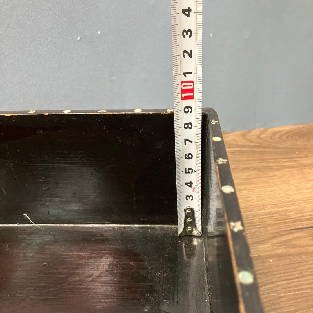 E-3 骨董 アンティーク 螺鈿細工 漆塗 五段重箱 風景人物図 天然木 時代物