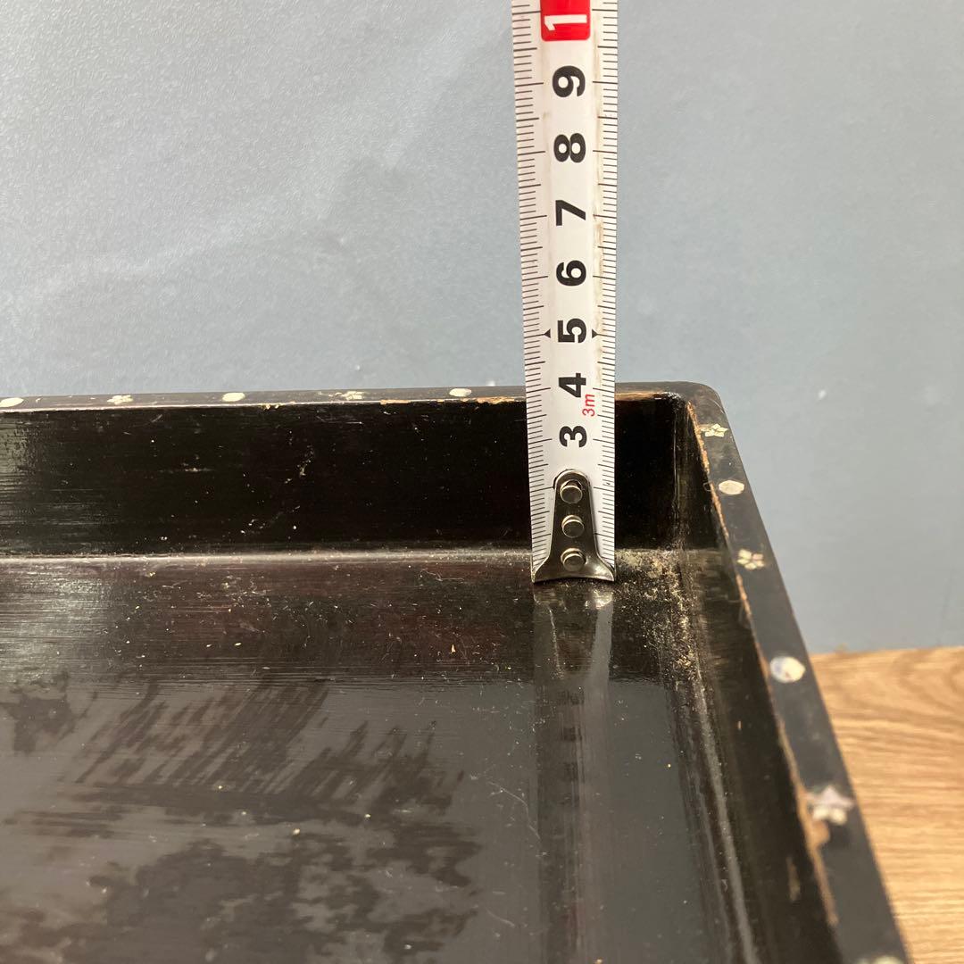 E-3 骨董 アンティーク 螺鈿細工 漆塗 五段重箱 風景人物図 天然木 時代物