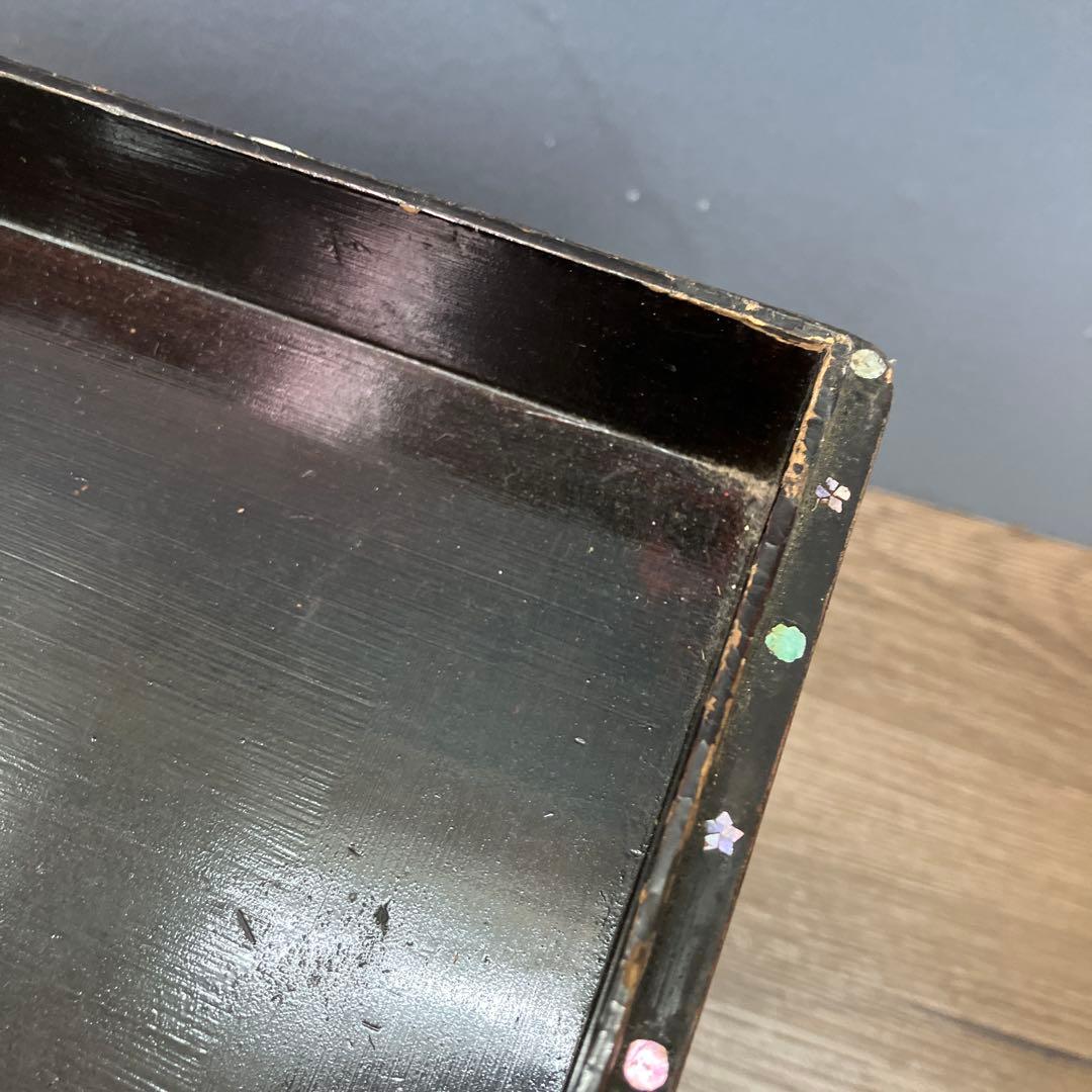 E-3 骨董 アンティーク 螺鈿細工 漆塗 五段重箱 風景人物図 天然木 時代物