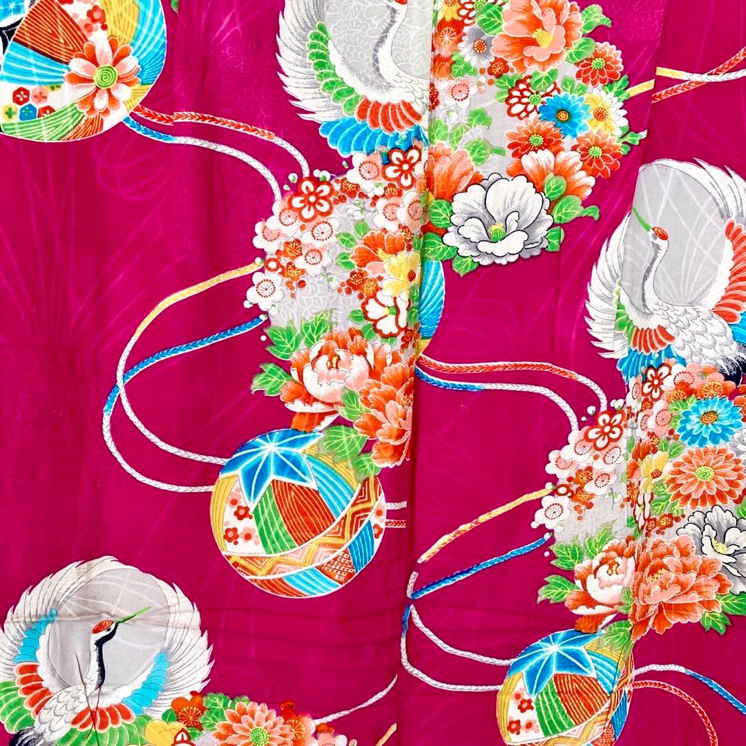 アンティーク女の子 鶴 子供着物 七五三 アンティーク着物 NO40