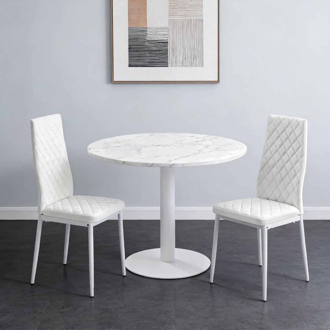 【ホワイト】ダイニングチェア 菱形 2脚セット 食卓椅子 リビングチェア