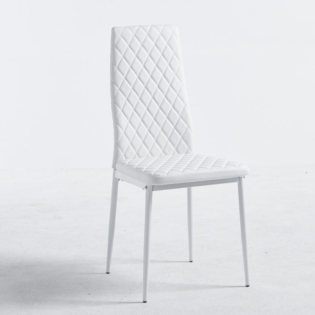 【ホワイト】ダイニングチェア 菱形 2脚セット 食卓椅子 リビングチェア