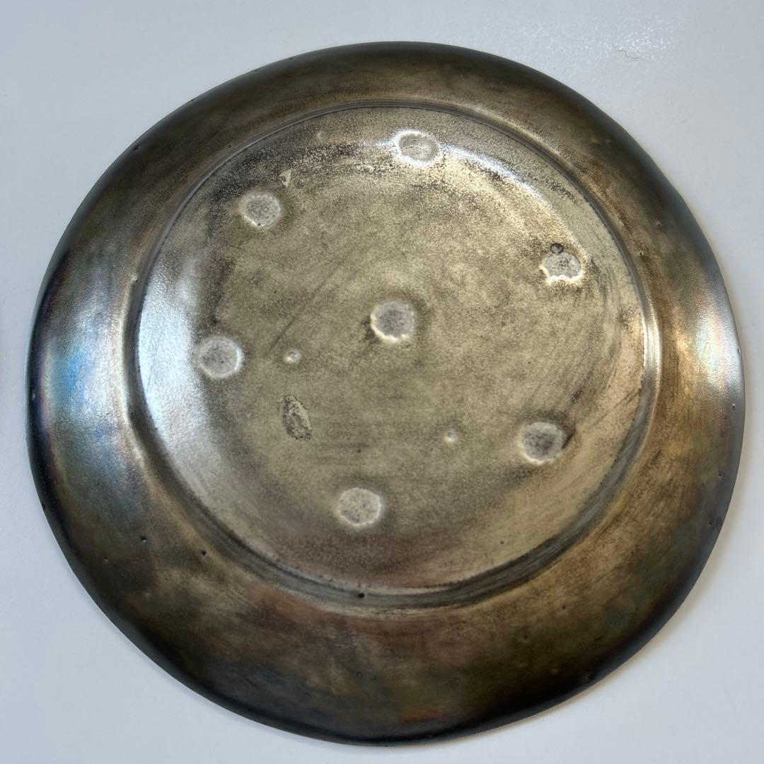 安藤雅信、銀彩、リム皿、2枚セット