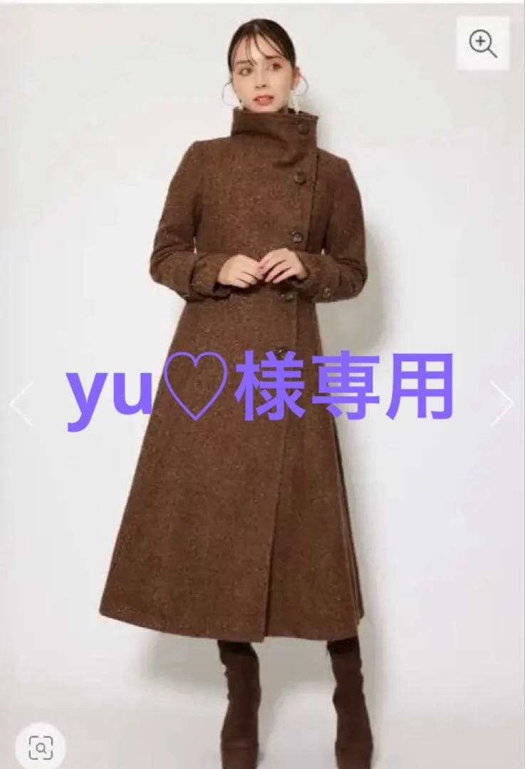 rienda コート 25オーバーネックシンデレララインコート マルチ ブラウン