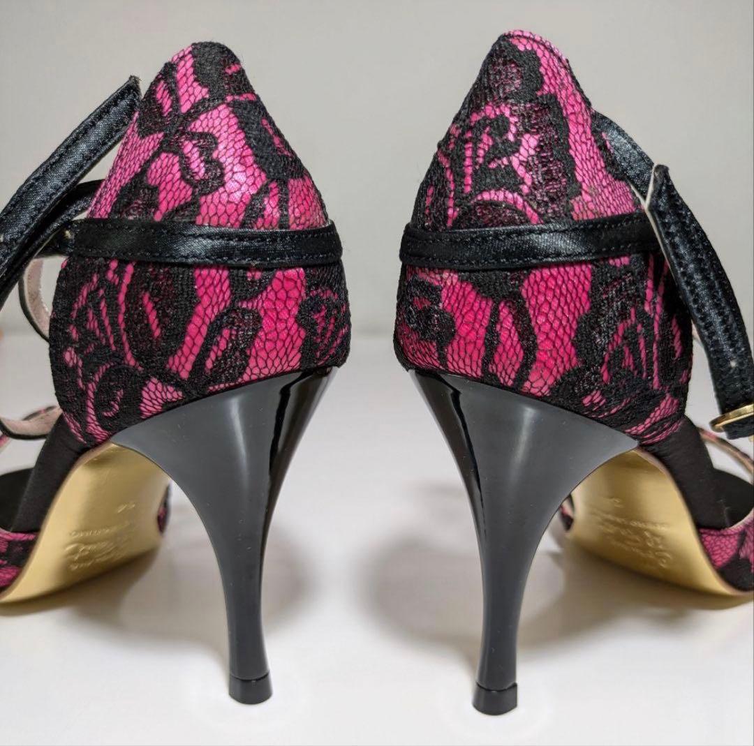 comme if faut コムイルフォー 34赤黒金レースダンスタンゴシューズ